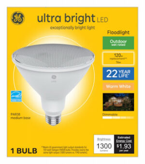 LED Ultra Bright Outdoor Floodlight, PAR38, Medium Base, 16 Watt