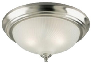 Ceiling Light Fixture, Brushed Nickel & Frosted Swirl Glass, 13-In.