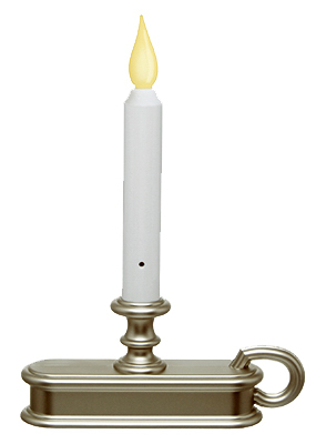 Christmas LED Candle, Battery-Operated, Pewter