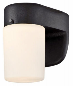LED Wall Lantern Fixture, Frosted Glass, Black, 6.69 x 4.96 In.