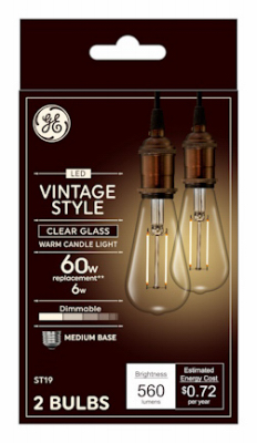 LED Vintage Light Bulb, ST19 Medium Base, Warm White, 6 Watt, 2-Pk.