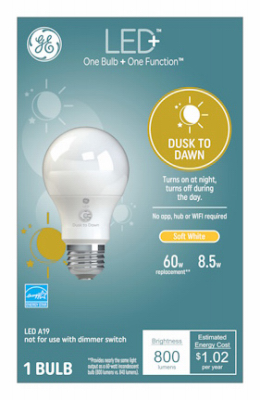 LED+ Dusk-to-Dawn Light Bulb, Frosted, 800 Lumens, 8.5 Watt