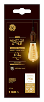 LED Vintage Light Bulb, ST19, Warm White, Amber Bulb, 250 Lumens, 5 Watt