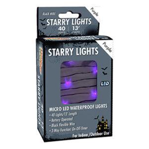 Halloween LED Micro 40-Light Set, Purple, Black Wire, Battery Operated
