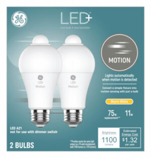 LED+ Motion-Sensing Light Bulb, Warm White, A21, 1100 Lumens,11 Watt