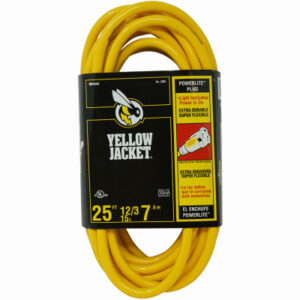 Yellow Jacket Contractor Extension Cord, 12/3 Heavy-Duty 15-Amp, SJTW, Lighted End, 25 Ft.