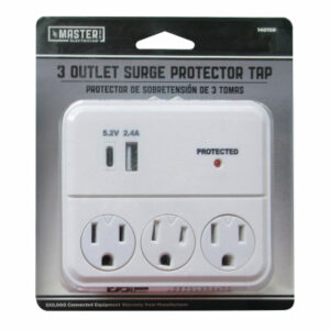 Wall Tap, 3-Outlet & 2 USB Surge Protector
