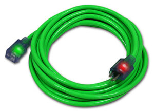 Extension Cord, Green, 12/3, 100-Ft.